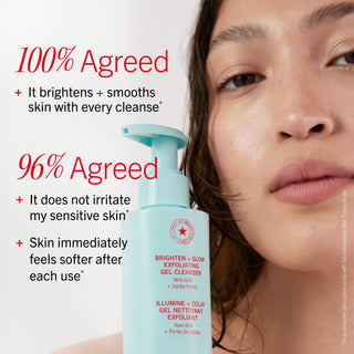 Brighten + Glow Exfoliating Gel Cleanser with AHA and Jojoba Pearls